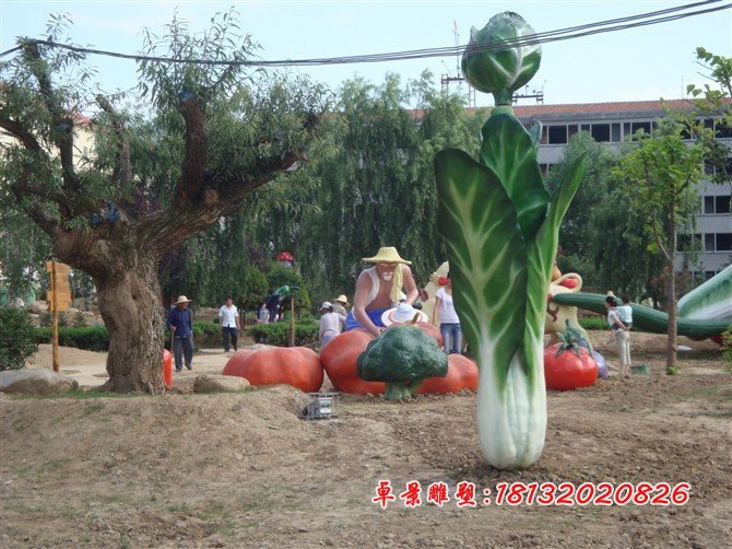 玻璃钢白菜雕塑，玻璃钢蔬菜雕塑